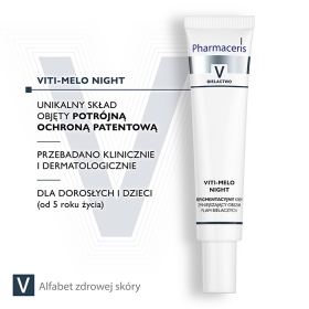 PHARMACERIS V VITI-MELO NIGHT Repigmentacyjny krem zmniejszający obszar plam bielaczych do twarzy i ciała na noc 40 ML